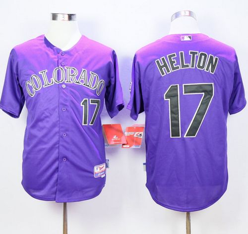Rockies #17 Todd Helton Purple Cool Base Stitched MLB Jersey - Click Image to Close